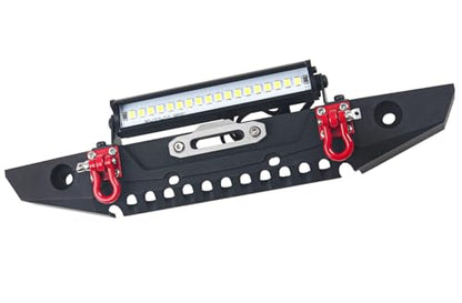 Metal Front Bumper with LED Lights Upgrade Parts for 1/10 TRX-4 Axial SCX10 90046 90047 SCX10 II RC Crawler Car(Black)