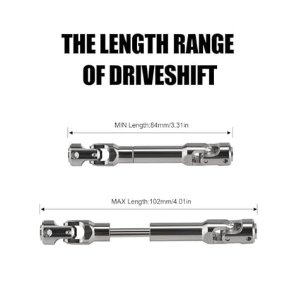 2pcs Aluminium Universal Drive Shaft Upgrades Accessories for 1/10 RC Crawler SCX10 II Wraith TRX4 TRX6 Silver Axial Constant Velocity Drive Upgrades Parts (84-102mm)