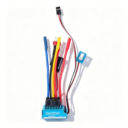 RC Car Brushless ESC, 80A Electronic Speed Controller, Waterproof Brushless ESC for 1/10 RC Car, Boat, Aluminum Alloy, Plastic