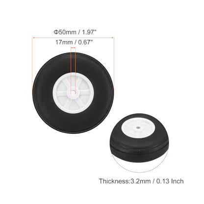 MECCANIXITY 10Pcs RC Airplane Wheels 2" OD Aircraft PU Rubber Tire Tail Airplanes Wheel Replacement for DIY Model Plane Helicopter Car - size: 2" OD