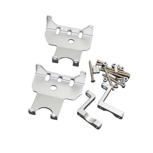 2PCS Aluminum Alloy Axle Protector Chassis Armor Protection Plate | RC Car Front & Rear Skid Plate Compatible with 90018 90048 90053 1/10 RC Crawler Car Upgrade Parts (Silver) - color: Silver