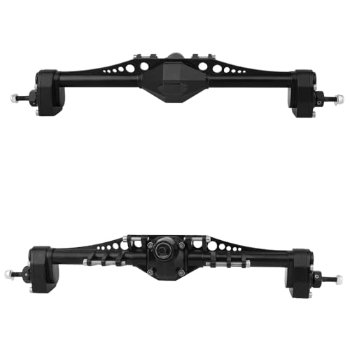 Metal Front and Rear Portal Axle Completes Set with Servo Mount for Axial 1/10 RC Crawler Capra 1.9 UTB AXI03004 AXI03000T1 T2 Buggy F9 Upgrade Parts (Black) - color: Black