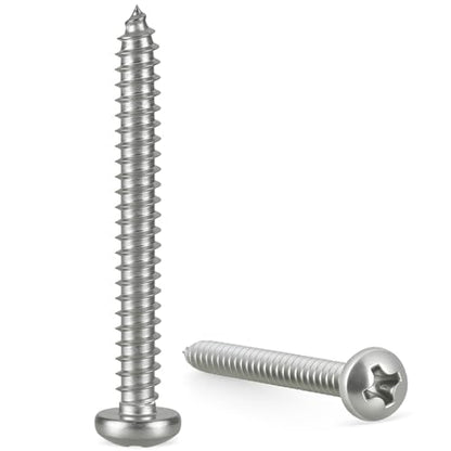 #10 x 1-1/4" Pan Head Wood Screws, Phillips Drive,304 Stainless Steel,120 Pack - size: #10 x 1-1/4"