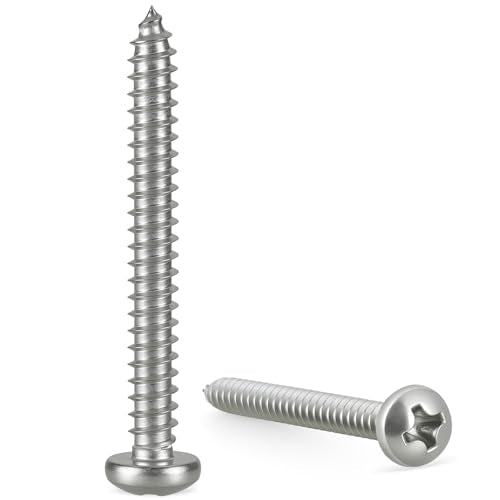 #8 x 2 Pan Head Wood Screws, Phillips Drive,304 Stainless Steel, 120 Pack - size: #8 x 2"