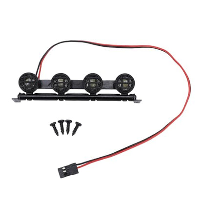 Jiawu RC Car Light Bar Kit, 4 LEDs Lights Roof Lights, Headlight Universal for 1/12 1/14 /16/18 RC Crawler Off Road Car Truck Accessories, Pre Wired Plug and Play