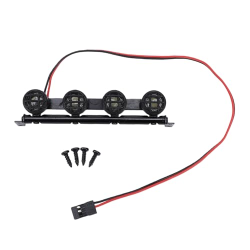 Jiawu RC Car Light Bar Kit, 4 LEDs Lights Roof Lights, Headlight Universal for 1/12 1/14 /16/18 RC Crawler Off Road Car Truck Accessories, Pre Wired Plug and Play