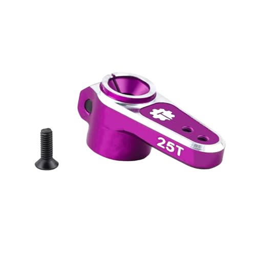 7075 Aluminum 25T Micro Servo Horn with M1.4 Threaded Holes for REEFS RC 99 Micro Servo 1/24 Axial SCX24 AX24 Upgrades - color: Purple