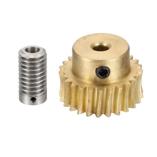 uxcell Worm Gear Set 25T 0.8 Module 1:25 Reduction Rate, Right Rotation Drive Gear Box Wheel Reduce Transmission Part (Brass Gear-4mm Bore, 1045 Steel Rod 8mm Bore) - size: Gear-4mm, Rod-8mm Bore, style: 0.8M-25T
