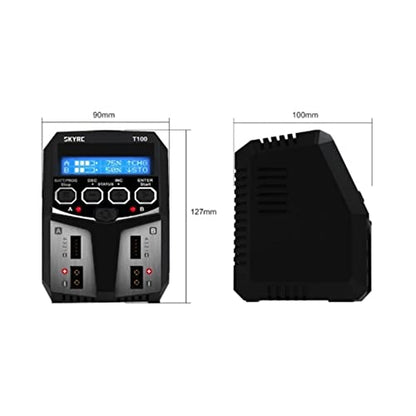 SKYRC Battery Charger, T100 Dual Balance 5A 2x50W for LiPo Li-Ion LiHV LiFe NiMH with 12V Output