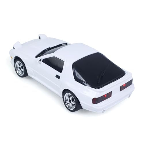 US in Stock, 1/18 Rx7 RC Racing Car RWD Gyroscope Wireless Control Drift Vehicles Light System Motor Servo ESC(White) - color: White