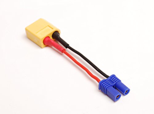 Lot (5) Male XT60 XT-60 to Female EC 2 Converter Adapter 20AWG 5cm Wire fr RC