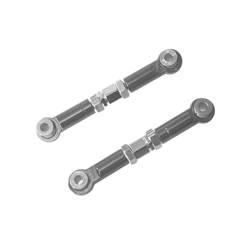 Aluminum Adjustable Steering Tie Rods Turnbuckles Linkages for MJX for HG 14209 14210 H14BM 1/14 RC Car Upgrade Parts (Grey) - color: Grey