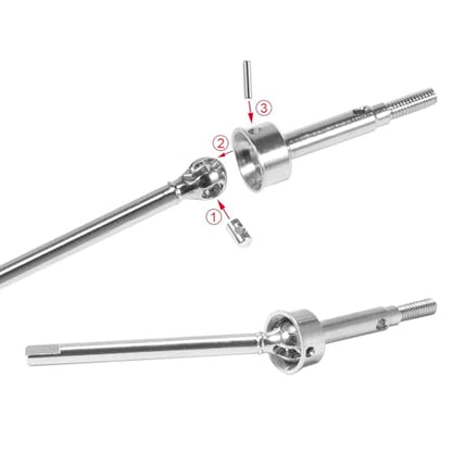 Steel Front Rear Axle Shafts 5mm Extended +2mm Thread Longer Driveshaft for 1/18 RC Crawler Car TRX4M Upgrade Parts (Silver) - color: Silver