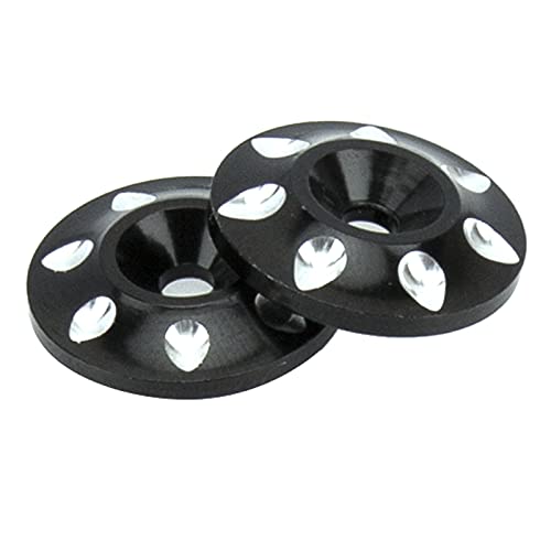 2Pcs Vgoohobby RC Metal Rear Wing Buttons Gasket,Universal Rear Fixed Tail Protection Spacer Compatible with 1/10 RC Off Road Short Truck Buggy Racing Car (Black) - color: Black