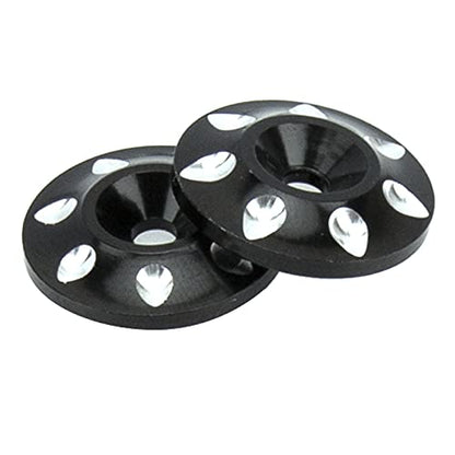 2Pcs Vgoohobby RC Metal Rear Wing Buttons Gasket,Universal Rear Fixed Tail Protection Spacer Compatible with 1/10 RC Off Road Short Truck Buggy Racing Car (Black) - color: Black