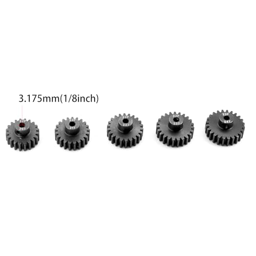 32P Hardened Pinion Gear Set 1/8 Inch Hole Metal Pinion Gear 20T 21T 22T 23T 24T 3.175mm RC Motor Pinion Gear Kit for 1/10 RC Car - style: 20 21 22 23 24T