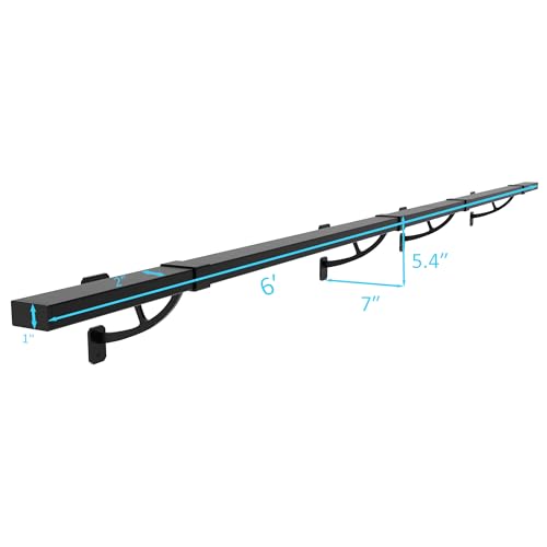 Foot Rail Kit–Wall Mounted Bar Railing Multiple Sizes (6 Feet) | Black Heavy Duty Metal Railing Hardware, Combined Installation and Sturdy Square Tube Design, for Restaurant, Bar,Office,Home - size: 6 Feet