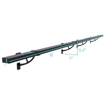 Foot Rail Kit–Wall Mounted Bar Railing Multiple Sizes (6 Feet) | Black Heavy Duty Metal Railing Hardware, Combined Installation and Sturdy Square Tube Design, for Restaurant, Bar,Office,Home - size: 6 Feet