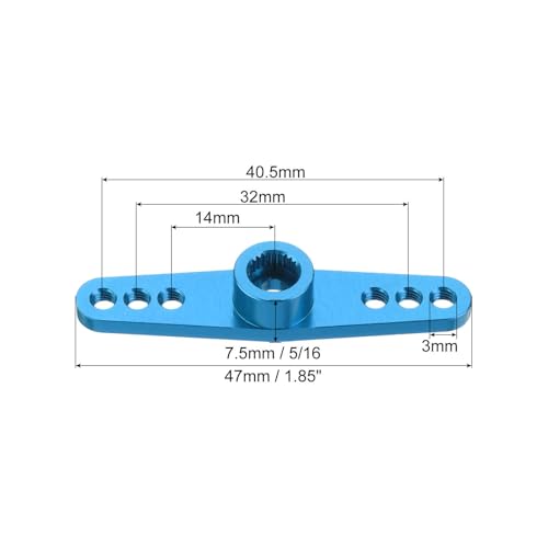 MECCANIXITY 5 Pcs Aluminum Servo Horn 25T 25 Teeth Servo Horn Steering Double Arms 47mm Length Pale Blue for DIY RC Car/Boat/Airplanes Boat Model - color: Pale Blue