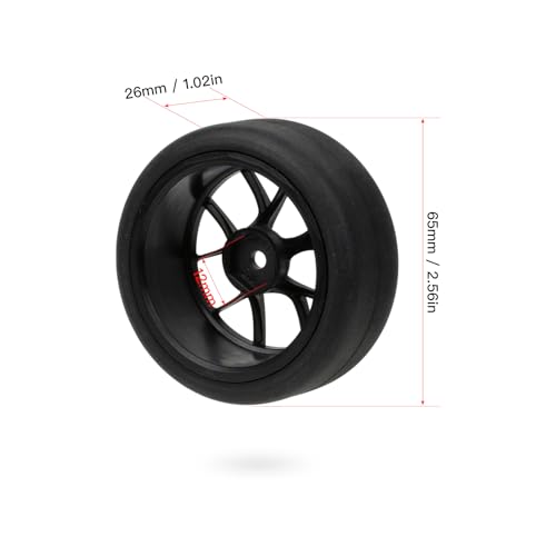1/10 On-Road RC Car Wheel Rims & Rubber Tire 12mm Hex for Traxxas Nitro 4-Tec 2.0 Tamiya TT-01 / TT-02 HSP HPI (Black) - color: Black
