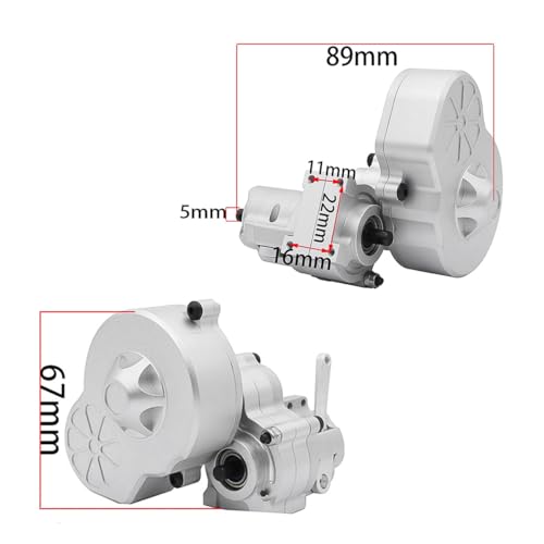 Metal Complete Transmission Cutoff Gearbox with Dig Gear for 1:10 Axial SCX10 AX10 Wraith RC Crawler Car (Silver) - color: Silver