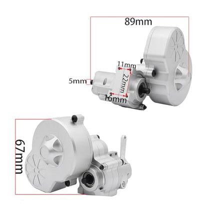 Metal Complete Transmission Cutoff Gearbox with Dig Gear for 1:10 Axial SCX10 AX10 Wraith RC Crawler Car (Silver) - color: Silver