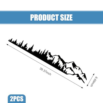 2 PCS Car Mountain Tree Forest Vinyl Decals, 39.4" x 6.7" Self-Adhesive Waterproof Car Body Door Side Stickers Decoration, Universal for Most Cars, SUVs, RVs, Trucks