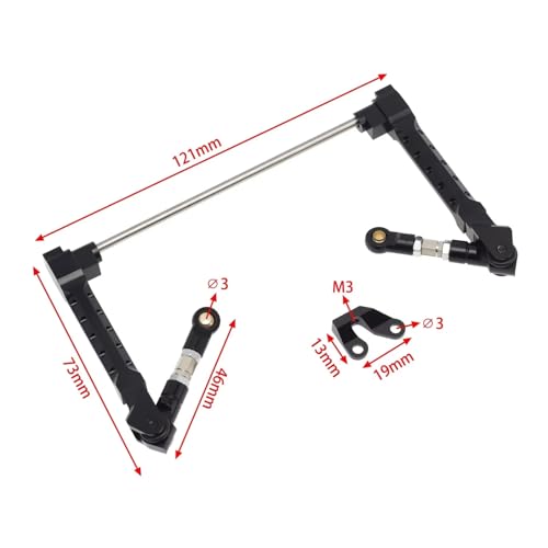 RC Models For Axial For Wraith RR10 Bomber 1/10 RC Car Crawler Upgrade Parts Accessories Metal Rear Anti Sway Bar Swaybar Sway Set(Black) - color: Black
