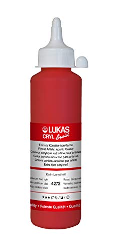 Lukas Cryl Liquid Soft Body Acrylic Paints for Painting - Professional Low Viscosity - 250 ml Bottle Cadmium Red Light - color: Cadmium Red Light