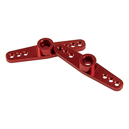 3Pack ShareGoo Aluminum Alloy 25T Servo Horn Double Arm Steering Arms Compatible with Futaba Savox Power HD HSP MG995 Servos Motor 1/8 1/10 RC Car Buggies (Red) - color: Red