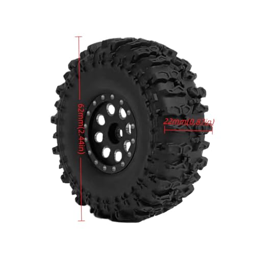 RC TRX4M Tires Set,1.0 Inch Beadlock Wheel Rim & Wheels Tires for 1/18 1/24 Trx4m Axial SCX24 FMS FCX24 RC Crawler Car,4PCS (1.0 Inches) Wheel Rim & Wheels Tires (Aluminum Alloy-A)