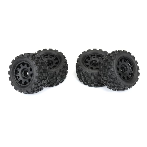 Pro-line Racing Badlands MX 1.85" All-Terrain Truck Tires 4 Mounted on Raid Black 12mm Hex Wheels for Granite GROM 4x4 Front or Rear PRO1024110