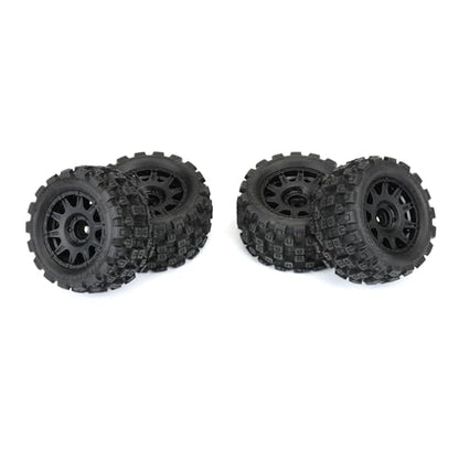 Pro-line Racing Badlands MX 1.85" All-Terrain Truck Tires 4 Mounted on Raid Black 12mm Hex Wheels for Granite GROM 4x4 Front or Rear PRO1024110