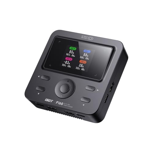 ISDT F160 4-Channel 40W 5A RC Battery AC Charger Discharger with XT60 Output for FPV/Drone/RC Car/Airplane, Supports 1-4S LiPo LiHv Life, Compact GaN Charging Station