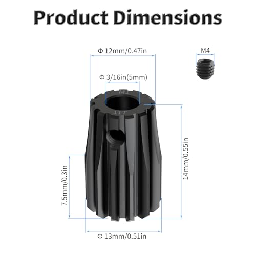 Pinion Motor Gear, M1 11T, 3/16 in (5mm) Shaft Hole | M1 Pitch 11 Teeth, 1045 Hardened Carbon Steel, 3/16 Inch Shaft Hole, RC Motor Pinion Upgrade, for 1/10 RC Brushless Crawler - size: M1 11T