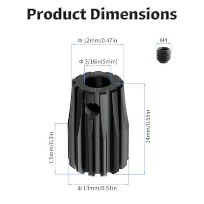 Pinion Motor Gear, M1 11T, 3/16 in (5mm) Shaft Hole | M1 Pitch 11 Teeth, 1045 Hardened Carbon Steel, 3/16 Inch Shaft Hole, RC Motor Pinion Upgrade, for 1/10 RC Brushless Crawler - size: M1 11T