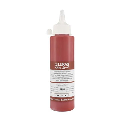 Lukas Cryl Liquid Soft Body Acrylic Paints for Painting - Professional Low Viscosity - 250 ml Bottle English Red Deep - color: English Red Deep