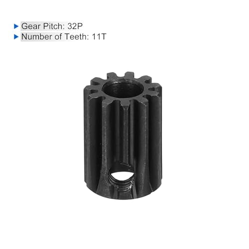 MECCANIXITY RC 32P Hardened Pinion Gear 5mm Shaft, 11T Motor Gears Carbon Steel for 1/10 RC Model Car Boat Drone - style: 11T