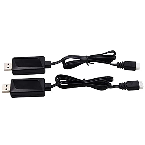 Blomiky 2 Pack 7.4V 1.6A Fast 2S Li-Po Li-ion Battery Charger Cable with XH-3P Connector for RC Boat Truck Drone Cars Vehicle / 7.4V 1.6A USB 2
