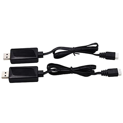 Blomiky 2 Pack 7.4V 1.6A Fast 2S Li-Po Li-ion Battery Charger Cable with XH-3P Connector for RC Boat Truck Drone Cars Vehicle / 7.4V 1.6A USB 2
