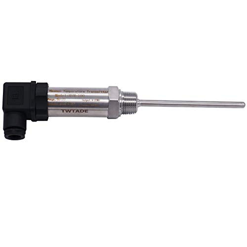 TWTADE Industrial Temperature Sensor Temperature Transmitter -50°C~+150°C, 2-Wire 4-20mA Signal Output 1/2" NPT, Male Thread, Probe Rod Length: 100MM - size: 1/2"NPT-100mm