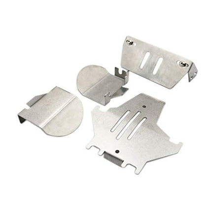 LCX Racing 1/10th RC Crawler Car Stainless Steel Chassis Armor Set, Skid Plate Protection & Axle Guard & Servo Protector for TRX4 TRX-4, Upgrades Parts Accessories