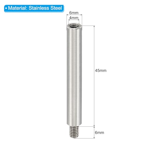 PATIKIL 12pcs M4 Standoffs, M4 45+6mm Spacer Standoffs Steel Threaded Standoffs Screws Kit 4mm ID 6mm OD Metric Male Female Thread Adapters for Circuit Board PCB RC Drones Motherboard - size: 45+6mm L