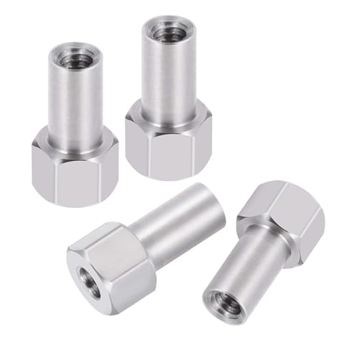 8-Pack M2 Wheel Nuts, Stainless Steel, Locking Hex | 2, 3, and 5mm extension lengths, compatible with 1/24 Axial SCX24 AXI90081 and FMS RC crawler models