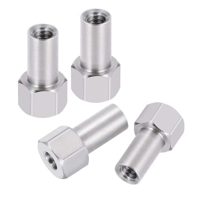 8-Pack M2 Wheel Nuts, Stainless Steel, Locking Hex | 2, 3, and 5mm extension lengths, compatible with 1/24 Axial SCX24 AXI90081 and FMS RC crawler models