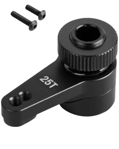 Aluminum 25T Unloading Steering Servo Horn Servo Arm Upgrades Part for 1/10 RBX10 SCX10 90046 Capra 1.9 UTB L0 S1 1/8 LMT Solid AXLE 4WD Monster Truck LOS04022 RC Car,Black - color: Black - (25t Servo Arm)