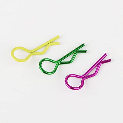 60pcs RC Body Clips Universal R Pins for 1/8 1/10 Scale On Road Car Off Road Buggy Rock Crawler Truck Short Course Shell, Purple & Yellow & Green