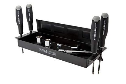 Steelman Non-Marring Magnetic Parts Tray with 7-Pound Hold Capacity, 6 Screwdriver Holders, Steel Construction - size: 1-Piece Set