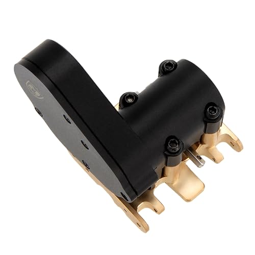 MEUS RACING SCX30 Transmission Assembled Gearbox with Brass Skid Plate for Axial SCX30 1/30 RC Crawler (Black) - color: Black