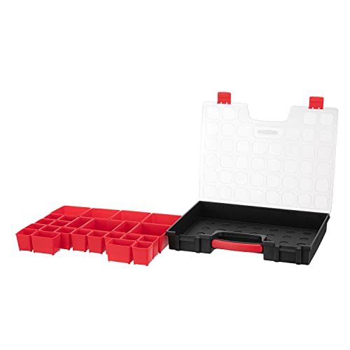 INTERTOOL Hardware Organizer with 24 Removable Bins - Small Parts Storage Tool Box for Nuts, Bolts, Screws, Nails - Portable Handle Transparent Lid with Locks BX08-4033 - style: 24 Removeable Bins